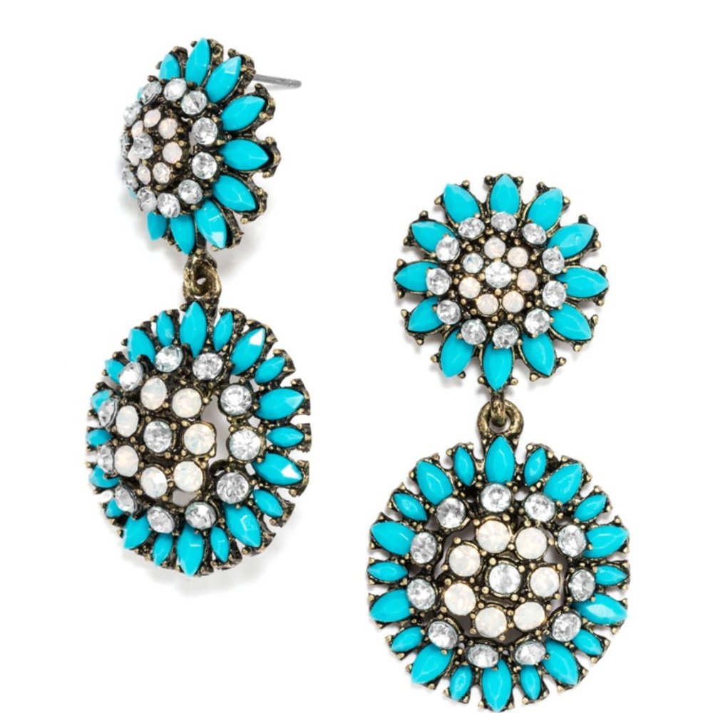 Turquoise and crystal dandelion drop earrings